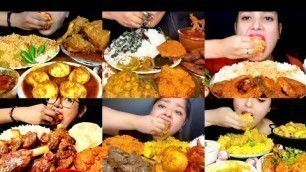 'ASMR EATING SPICY CHICKEN CURRY, MUTTON CURRY, FISH FRY | BEST INDIAN FOOD MUKBANG |Foodie India|'