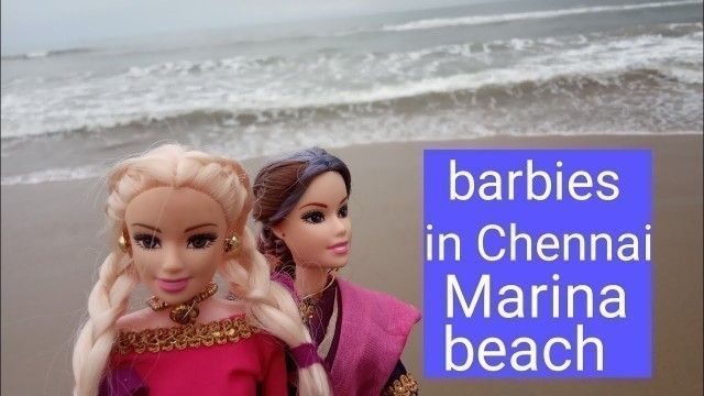 'barbies reached Chennai marina beach | mini indian food | bavani enjoying in beach | eating food'