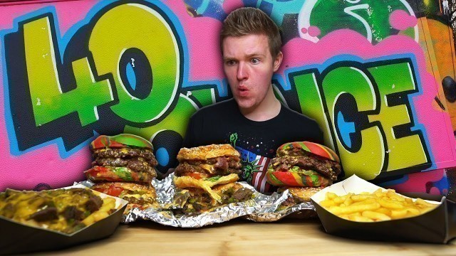 'THE FRESH PRINCE BURGER CHALLENGE! | Rainbow Buns! | Man Vs Food'