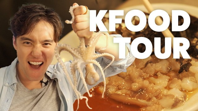 'Eating Live Octopus & Netflix Korean Noodle Lady  [Korean Street Food Tour]'