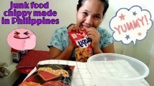 'junk food crunchy chippy made in Philippines mukbang/the real sounds of cruncky chippy'