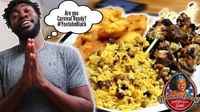 'Attempting Momma Cherri\'s Carnival Mango Jerk Chicken and Rice with Banana Fritters #YouTubeBlack'