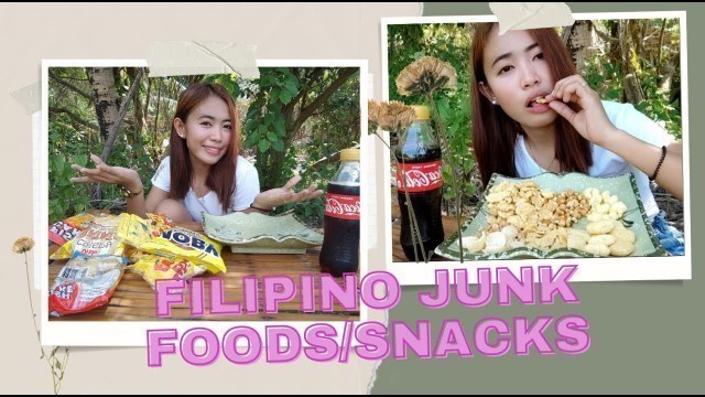 'Beautiful skinny filipina mukbang / Filipina loves filipino snacks / Filipino junk foods'