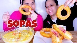 'MERIENDA MUKBANG | SOPAS/CHICKEN MACARONI SOUP | DONUT/DOUGHNUT | FILIPINO FOOD MUKBANG'