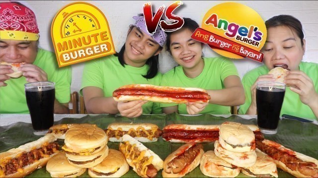 'Street Burger Battle | MINUTE BURGER V.S ANGEL’S BURGER  Mukbang! | Filipino Food | Pinoy Mukbang!'