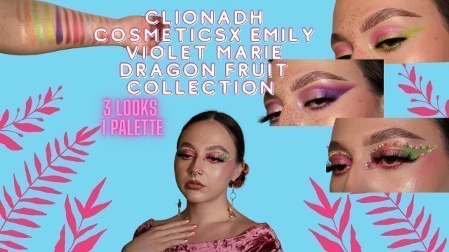 '3 Looks 1 Palette | Clionadh Cosmetics x Emily Violet Marie Dragon Fruit Collecion Swatches Included'