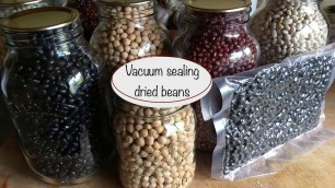 'Landfall Larder UK vacuum sealing beans in glass mason jars and bags for dry storage'