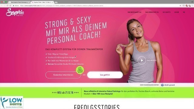 'Sophia Thiel Fitnessprogramm im Test von Low-Diets.com'