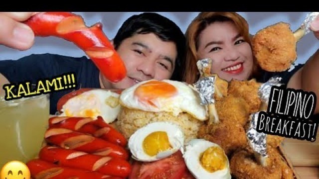 'FILIPINO BREAKFAST MUKBANG | Chicken Lollipop, salted egg, hotdog, egg, fried rice'