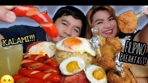 'FILIPINO BREAKFAST MUKBANG | Chicken Lollipop, salted egg, hotdog, egg, fried rice'