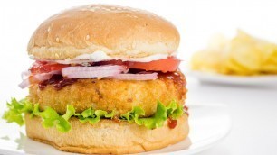 'Veggie Burger Recipe | Indian Style Veg Aloo Tikki Burger Recipe'