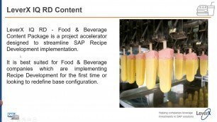 'LeverX IQ – Recipe Development (RD) Content for Food and Beverage Industries within SAP'