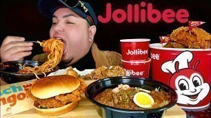 'First Time Trying JOLLIBEE • Filipino Spicy Fried Chicken • Sweet Spaghetti • Palabok • Adobo Rice'