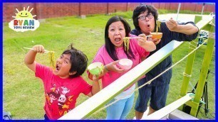 'DIY Japanese Bamboo Noodle Slide Family Fun Activities!!!'