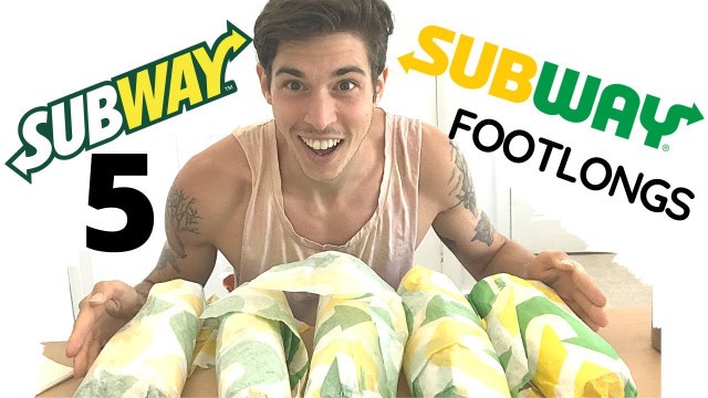 '5 SUBWAY FOOTLONG CHALLENGE - Man Vs Food Challenge'