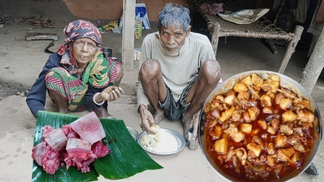 'PORK CURRY cooking by rural old grandma & grandpa || traditional recipe || village life cooking'