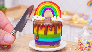 'SO BEAUTIFUL!!! Most AMAZING Miniature Rainbow Cheesecake Decorating | ASMR Cooking Mini Food'