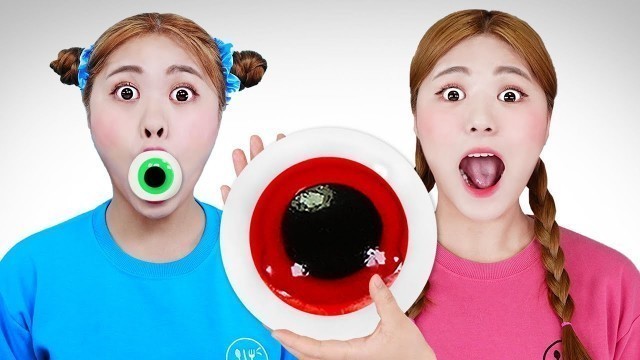 'Mukbang Big Food VS Small Food Challenge! Giant Eyeballs Homemaden Jelly Gummy by HIU 하이유'