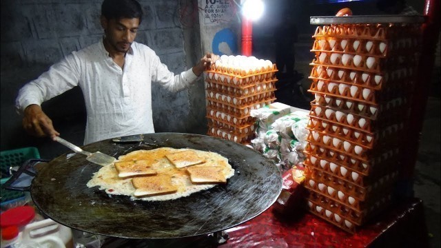 'Bread Omelette Street Food | Egg Fry Omelette with Bread @ 20 rs Each | Hyderabad Street Food'