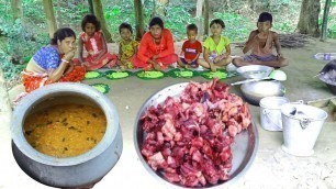 'tribe mother cooking CHICKEN KHICHURI and feeding it to the rural chields || village cooking channel'