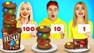 '100 LAYERS OF FOOD CHALLENGE | Eating Big Food vs Small Food for 24 Hrs by RATARA CHALLENGE'