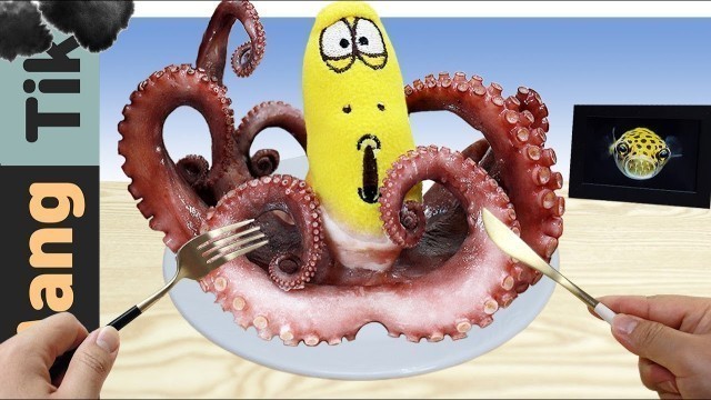 'Eating LARVA Octopus | ASMR food MUKBANG | Kluna Tik Dinner Real Sound | Mang Tik | 라바 먹방 タコの怪物'