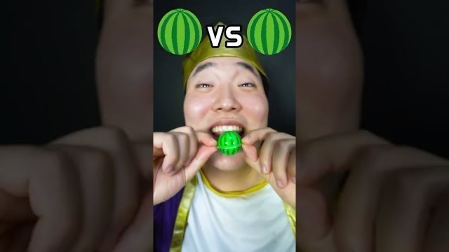 'Big Food VS Small Food Emoji Watermelon Dessert Challenge || Funny Mukbang || TikTok - HUBA #Shorts'