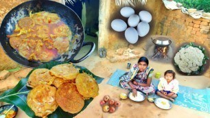 'EGG EDLI with Cauliflower curry recipe cooking/santali mother cooking@Village Cooking Channel'