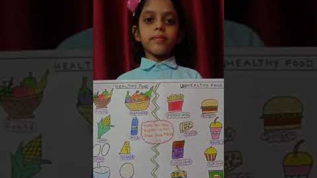 'How to draw Food, Junk food and Healthy Food Drawing Easy Steps to learn Drawing for Kids'