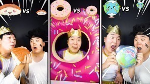 'Big Food VS Small Food Emoji Challenge || Giant vs Tiny Mukbang by HUBA'