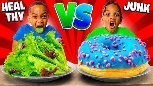 'HEALTHY FOOD VS JUNK FOOD CHALLENGE | The Prince Family Clubhouse'