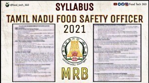 'Syllabus for TN Food Safety Officer | TN FSO Syllabus 2021 | Tamil Nadu MRB Food Safety Officer'