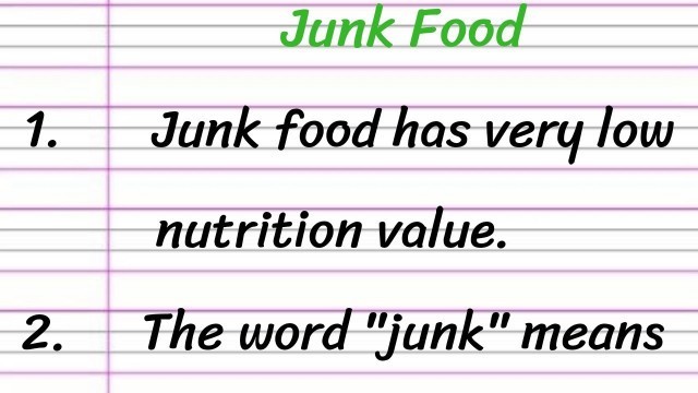 'Junk Food Essay in English 10 Lines || Paragraph on Junk Food'