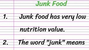 'Junk Food Essay in English 10 Lines || Paragraph on Junk Food'