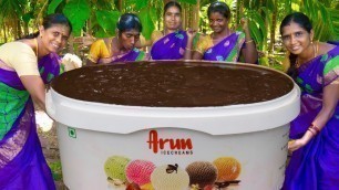 'BIG CHOCOLATE ICE CREAM RECIPE | Homemade ice cream making | Village Style'