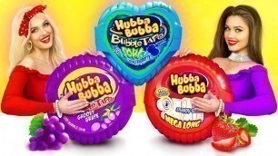 'Giant Geometric Hubba Bubba Challenge | Big Food vs Small Food in a Day Battle by RATATA BRILLIANT'