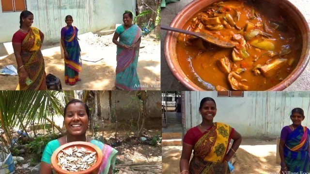 'ஆனந்தி அக்கா சொன்னபடியே வைத்த கச்சபொடி கருவாட்டு குழம்பு | Karuvattu Kulambu | Amala Village Food'