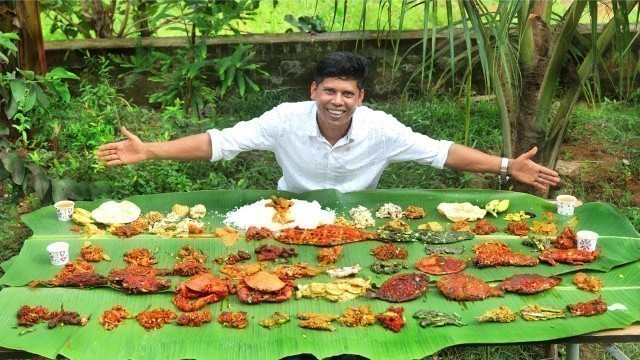 'ONAM SADHYA | 100 Verieties Of SEA FOOD Sadhya | Tasting 100 Fish Items In Our Village'