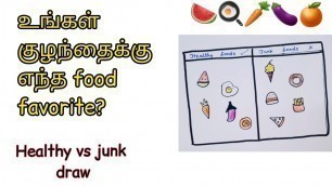 'Healthy food vs Junk food / Easy draw for kids / Good food vs bad food / poster making / drawing'