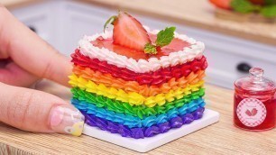 'SO FANTASTIC!!! Best Ever Miniature Rainbow Square Cake Recipe | ASMR Cooking Mini Food'