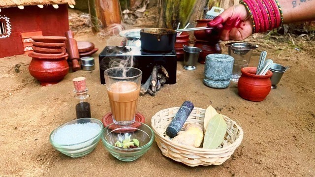 'Miniature Tea|Inji Tea|Masala Tea|Tiny foods|Miniature cooking|Tea|Village food cooking channel'