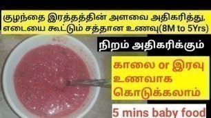 'Baby blood increase food in tamil/hemoglobin &color increase baby food/weight gaining baby food'