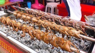 'Small Bird!! Charcoal Grilled Quail - Thai Street Food'