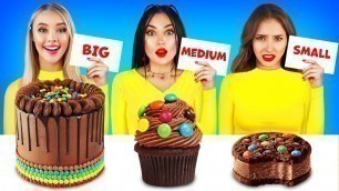 'Big, Medium and Small Food Challenge | Last To Stop Eating Giant VS Tiny Food by RATATA POWER'