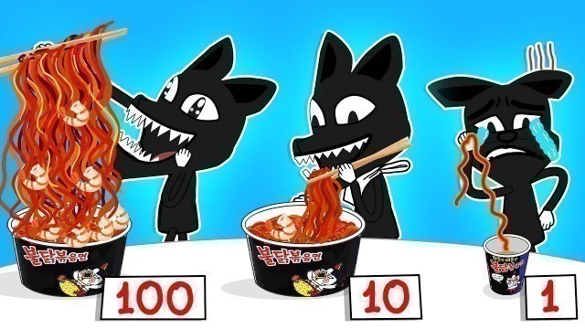 'Mukbang Animation | Desafío para comer fideos (Big, Medium and Small Food) | ESP Toons'