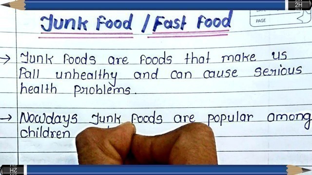 '10 lines on junk food | essay on junk food in english | junk food essay | essay writing on junk food'