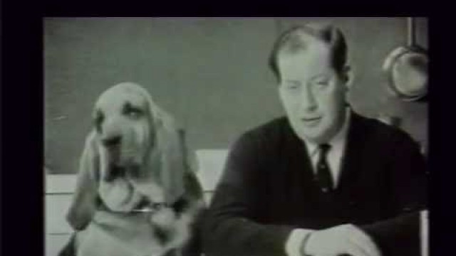 'Sir Clement Freud 1924-2009 with his famous Dog Food Advert featuring Henry the dog'