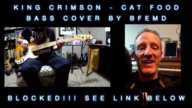 'King Crimson - Cat Food (bass cover) BLOCKED! Link in description to watch video elsewhere.'