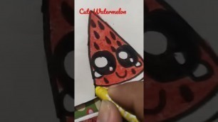 'How to draw a cute water melon #shorts #kawaii #new #drawing #food #cute'