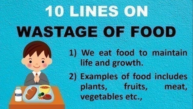 '10 Lines on Wastage of Food in English | Waste Food | Few Lines on Wastage of Food'